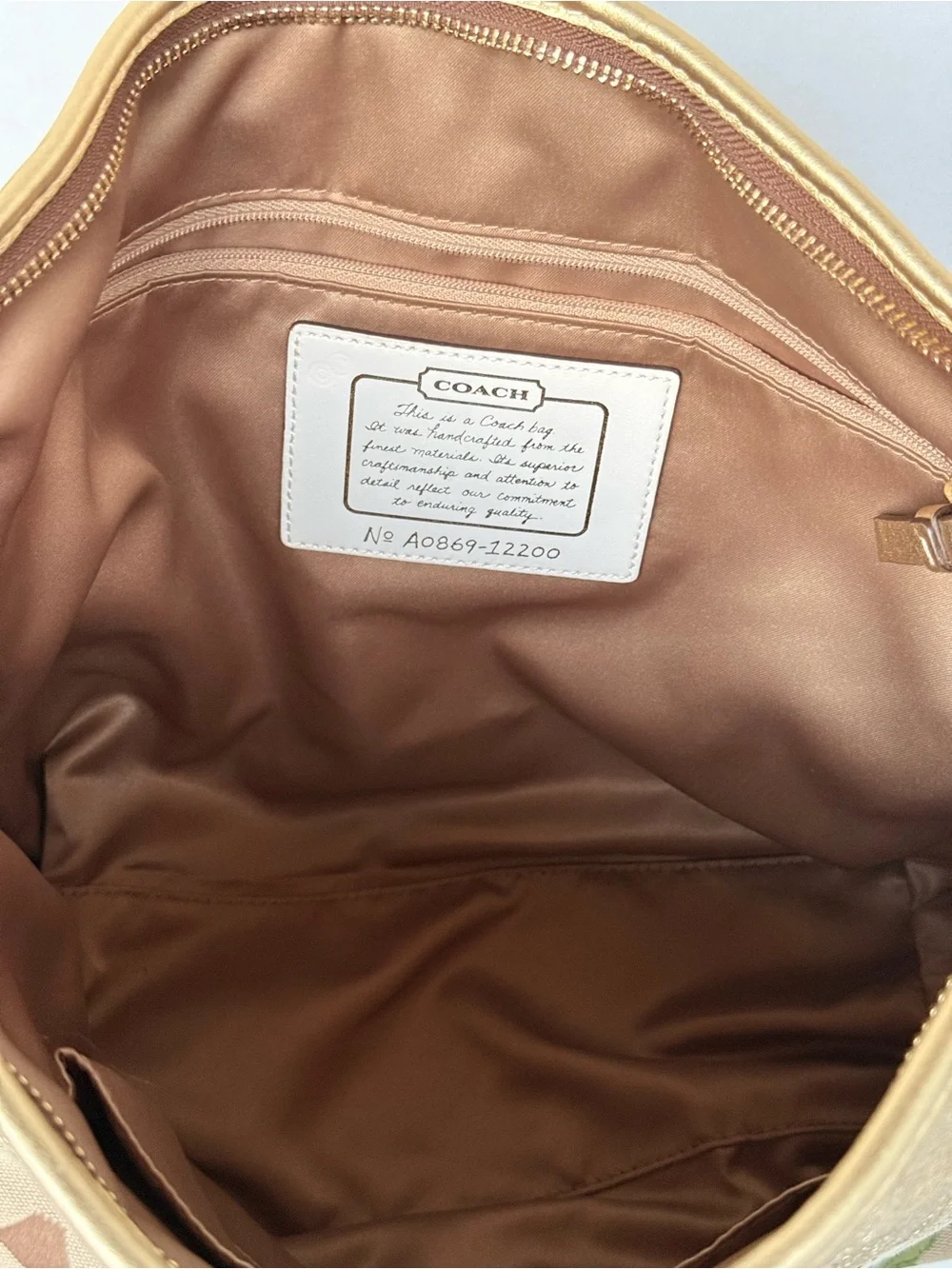 COACH Botanical Garden Handbag Hobo Signature Canvas Floral Applique Gold #12200